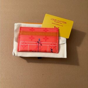 Orange tennis court Card Holder